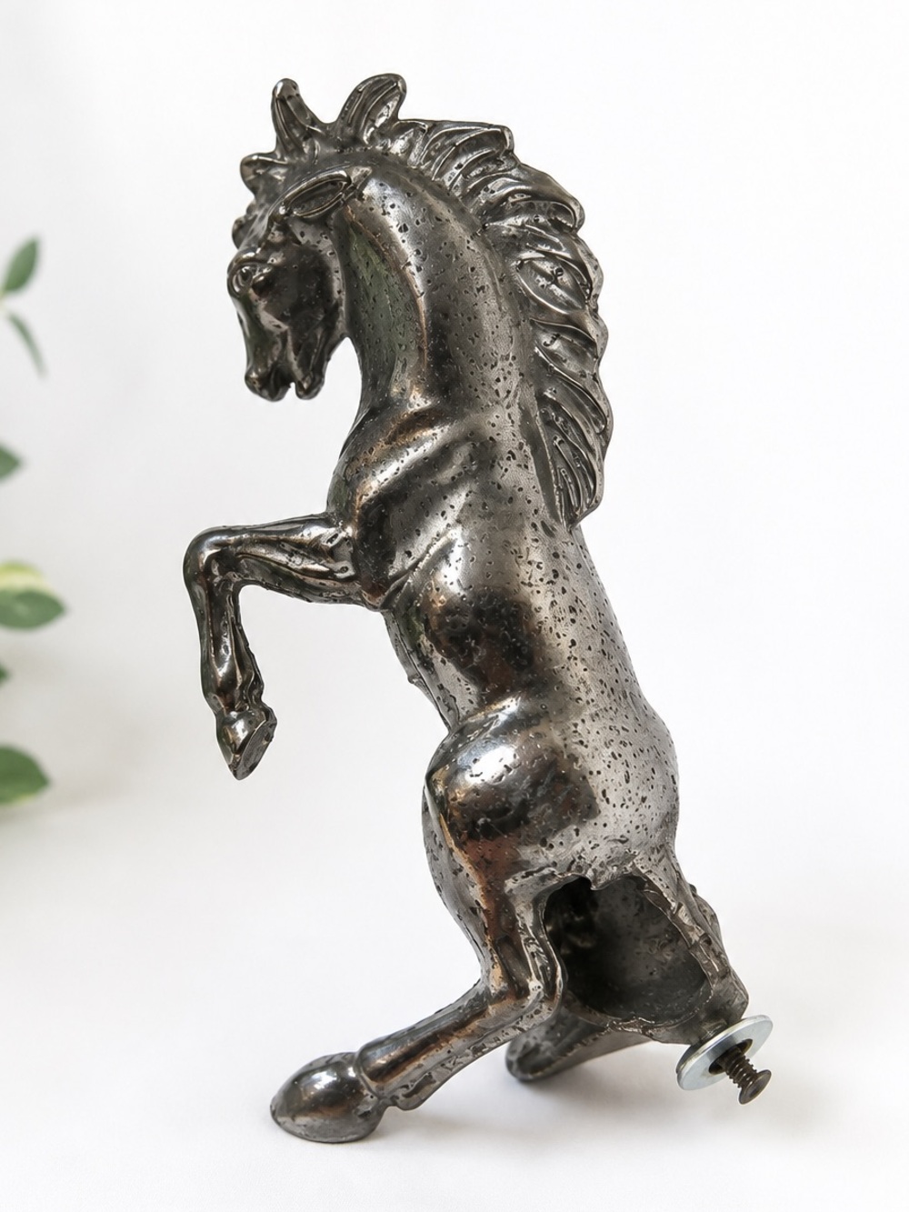 Vintage Silver-Tone Rearing Horse Figurine Statue – Rustic Equestrian Decor